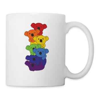 Regenbogen Flag Pride LGBTQ süßer Koala Stapel - Tasse - Weiß - Rechts