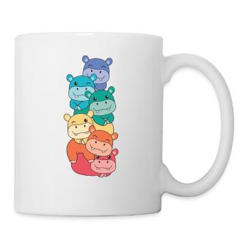 Regenbogen Flag Pride LGBTQ süßer Hippo Stapel - Tasse - Weiß - Rechts