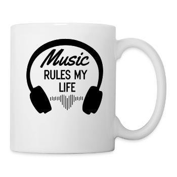 Music rules my life with Headphones Love Music - Tasse - Weiß - Rechts