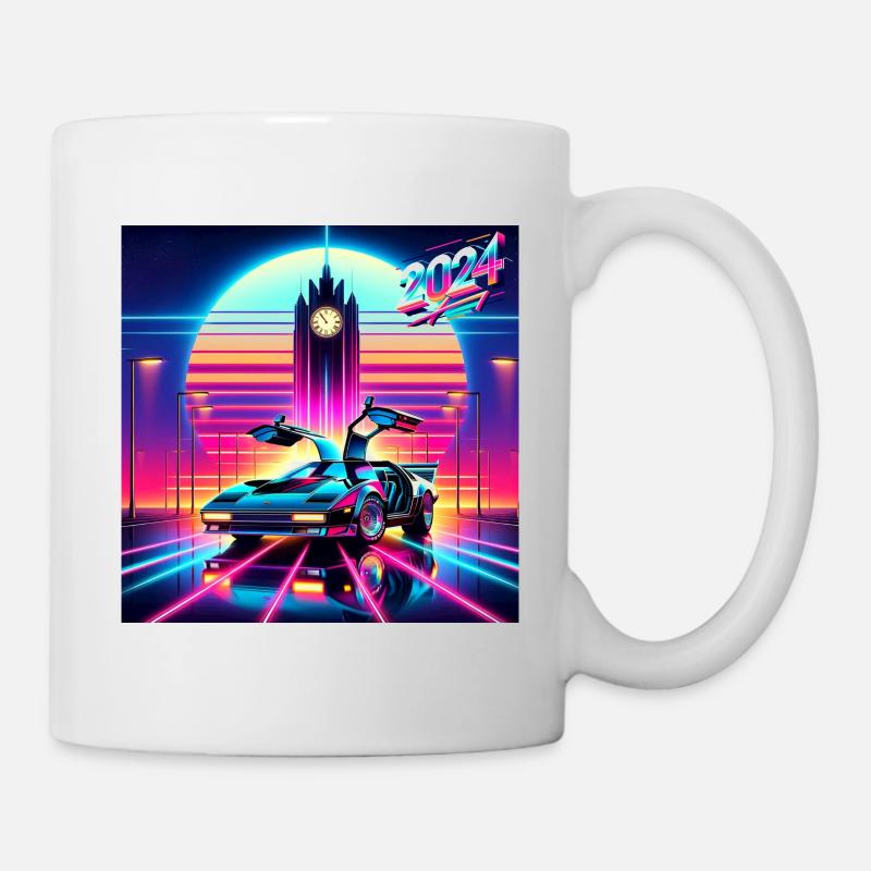 Retour vers le futur 2024 Néon fluo retrofuturiste - Mug blanc - blanc