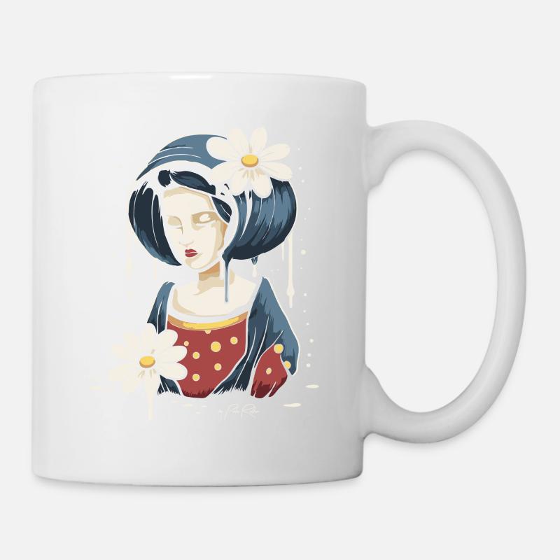 Frau mit Gänseblümchen Blumen - Tasse - Weiß