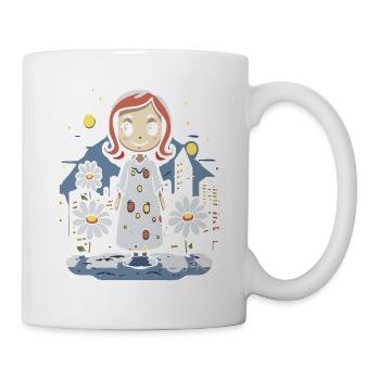 Dessin animé Joyeux somnambulisme et marguerites - Mug blanc - blanc - Droite