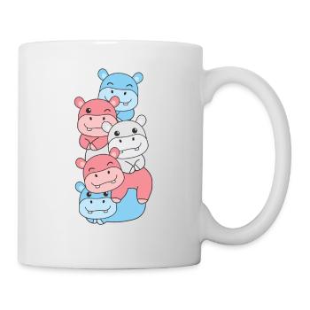Transgender Flag Pride LGBTQ süßer Hippo Stapel - Tasse - Weiß - Rechts