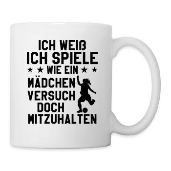 Fußball Sport Mädchen Geschenk - Tasse - Weiß - Rechts