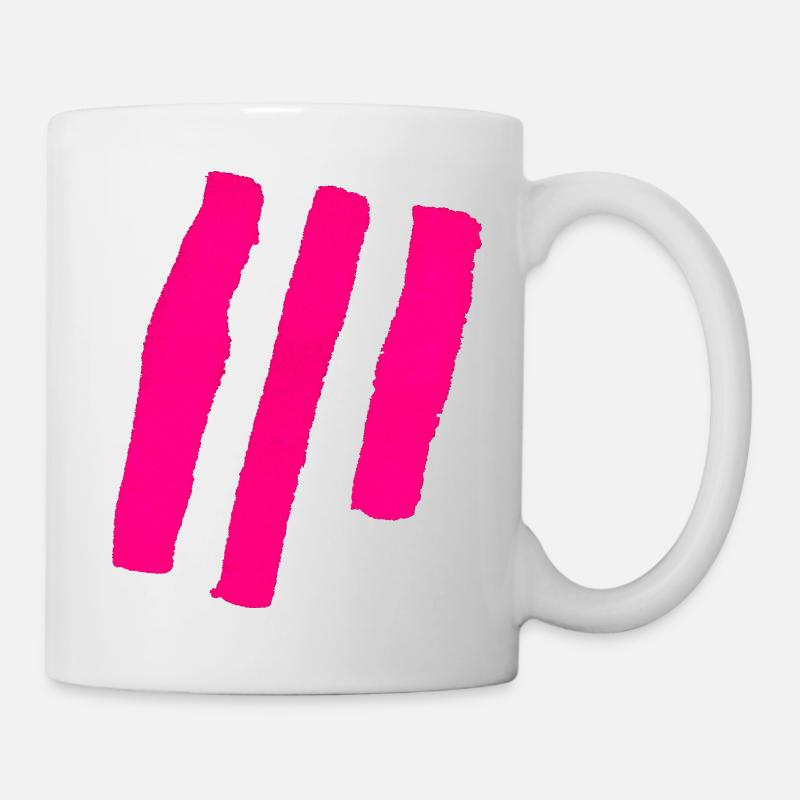 Streifen - Pink - Tasse - Weiß