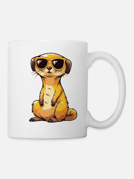Erdmännchen Mit Sonnenbrille Meerkat - Tasse - Weiß