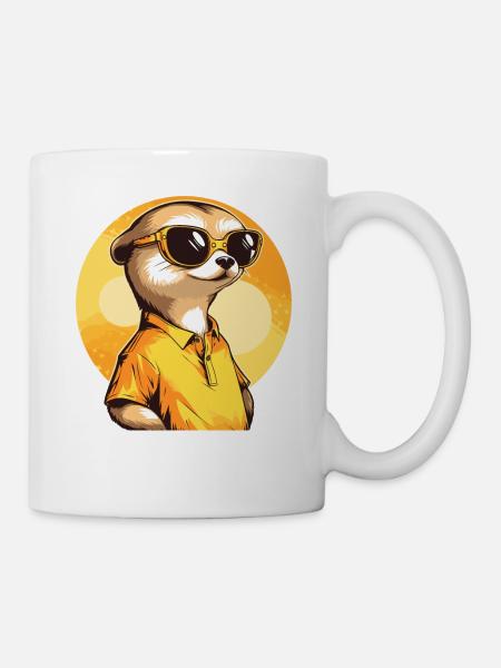 Erdmännchen Mit Sonnenbrille Meerkat - Tasse - Weiß