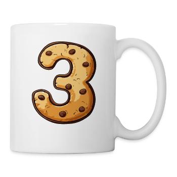 Ein Geburtstags Keks für Dreijährige, 3 Jahre alt - Tasse - Weiß - Rechts