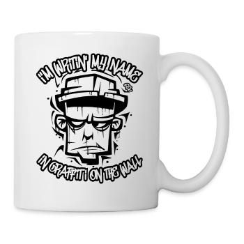 b w my name, graffiti tag on the wall - Mug - white - Right