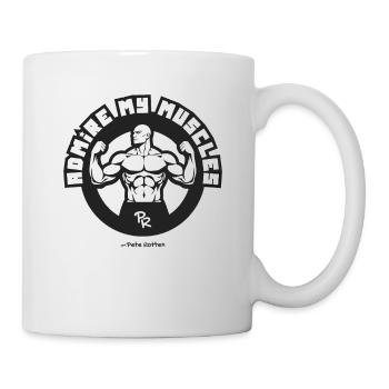 Admire my muscles bw, muscular bodybuilder - Mug - white - Right