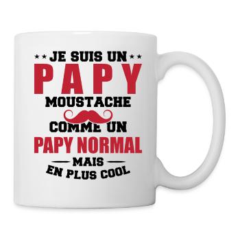 Un papy moustache comme un papy normal - Mug blanc - blanc - Droite
