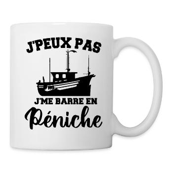 J'peux pas j'me barre en péniche - Mug blanc - blanc - Droite