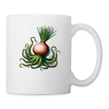 Zwibel Oktopus lustiges Tier aus Gemüse - Tasse - Weiß - Rechts