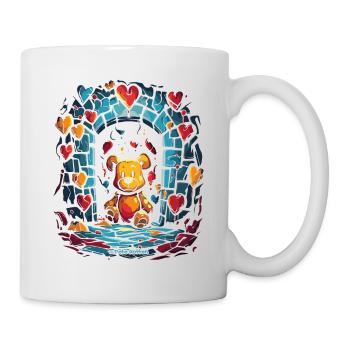 Stuffed cuddly bear in the dungeon of love - Mug - white - Right