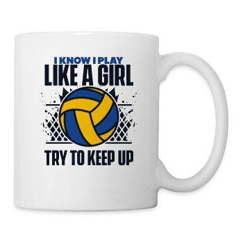 I Know I Play Like A Girl Volleyballfreak - Tasse - Weiß - Rechts