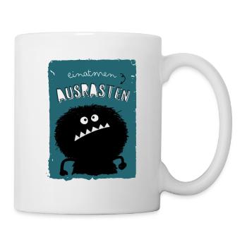 Einatmen Ausrasten Atemtechnik Atemübung Spruch - Tasse - Weiß - Rechts