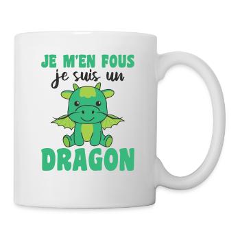 Je m'en fous je suis un dragon - süßer Drache - Tasse - Weiß - Rechts