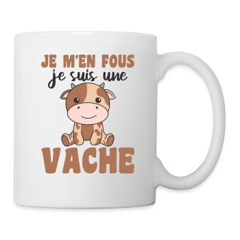 Je m'en fous je suis une vache - süße Kuh - Tasse - Weiß - Rechts