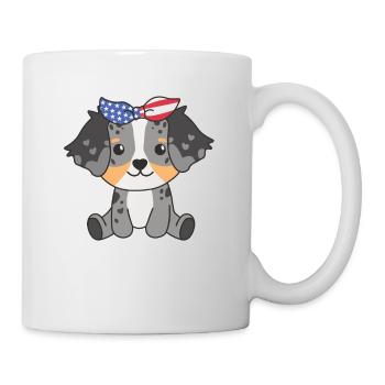4. Juli amerikanischer Australian Shepherd USA - Tasse - Weiß - Rechts
