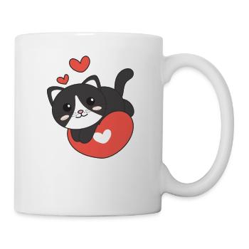 Saint-Valentin Chat Animaux Mignons Coeurs - Mug blanc - blanc - Droite