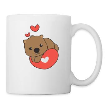 Wombat zum Valentinstag süße Tiere Herzen - Tasse - Weiß - Rechts