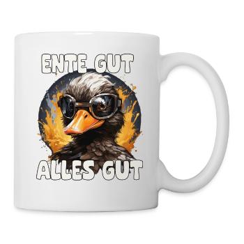 Lustige Ente mit Spruch - Tasse - Weiß - Rechts