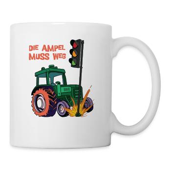 Die Ampel muss weg! Traktor rammt Ampel - Tasse - Weiß - Rechts