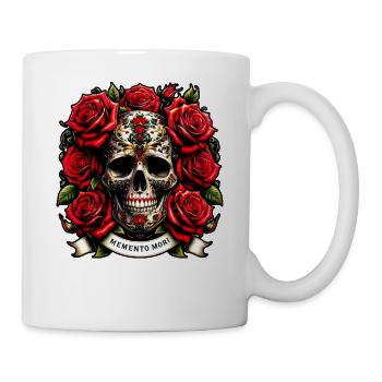 Memento Mori orné crâne Floral tatouage stoïque - Mug blanc - blanc - Droite