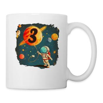 Astronaut Junge 3. Geburtstag Buntes Universum - Tasse - Weiß - Rechts