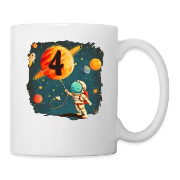 Astronautenjunge 4. Geburtstag Buntes Universum - Tasse - Weiß - Rechts