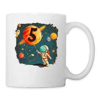 Astronaut Boy 5. Geburtstag Buntes Universum - Tasse - Weiß - Rechts