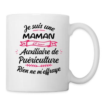 Maman et une Auxiliaire Puériculture Humour - Mug blanc - blanc - Droite