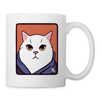 Gros chat blanc gras - Mug blanc - blanc - Droite