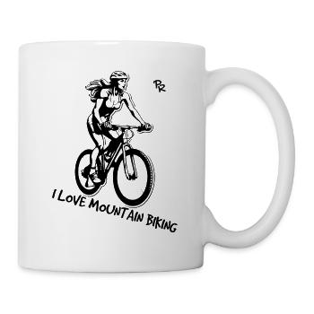 Ich liebe Mountainbiken: Biker Frauen - Tasse - Weiß - Rechts