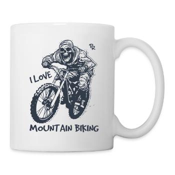 Cycling skeleton, I love mountain biking - Mug - white - Right