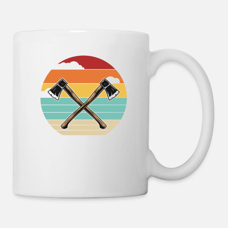 Retro-Axt-Wurfspiel-Wettbewerb Profi - Tasse - Weiß