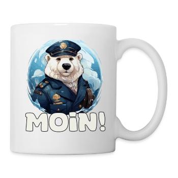 Drôle de capitaine d’ours polaire de chien de mer avec dire Moin - Mug blanc - blanc - Droite