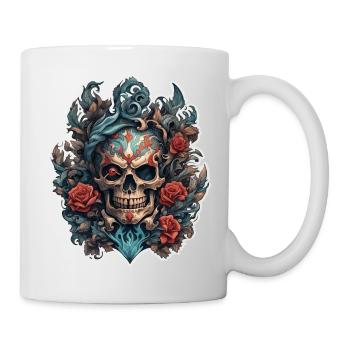 Skull / Totenkopf / Skelett / Gothic / Tattoo - Tasse - Weiß - Rechts