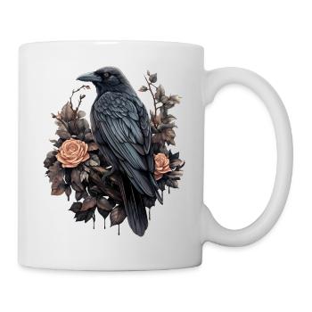 Gothic Raven Illustrations with Roses - Mug - white - Right