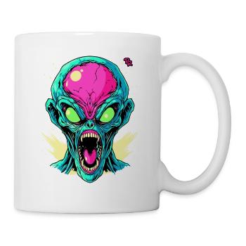 Pink Green Angry Cool Alien - Mug - white - Right