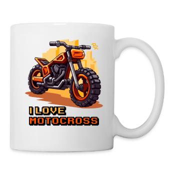 Moto Pixel Art, J’aime le Motocross - Mug blanc - blanc - Droite