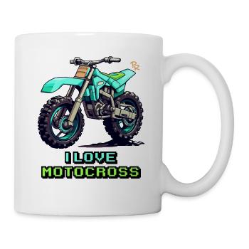 Pixelkunst Motorrad: Ich liebe Motocross - Tasse - Weiß - Rechts