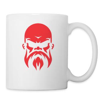 Kahlköpfiger Mann mit Bart, starker Kerl - Tasse - Weiß - Rechts