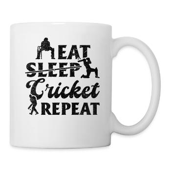 Funny Cricket Player Cricketing - Eat Sleep Cricke - Mug - white - Right