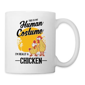 Hühner Kostüm Huhn Halloween Landwirt - Tasse - Weiß - Rechts