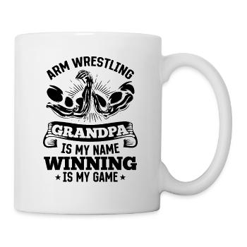 Arm Wrestling Grandpa Is My Name Winning Is My Gam - Mug - white - Right