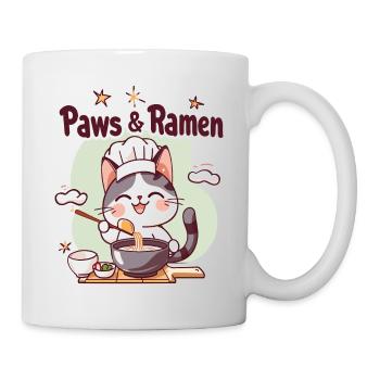 Paws and Ramen Lustige Katzen Tier Sprüche - Tasse - Weiß - Rechts
