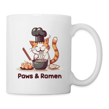 Paws and Ramen Lustige Katzen Tier Sprüche - Tasse - Weiß - Rechts