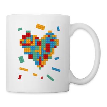 La Saint-Valentin coeur blocs de construction constructeur architecte - Mug blanc - blanc - Droite