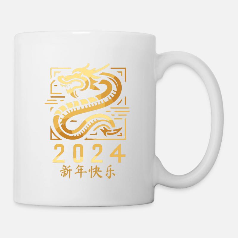 Jahr des Drachen 2024, Chinesisch Neujahr, China - Tasse - Weiß